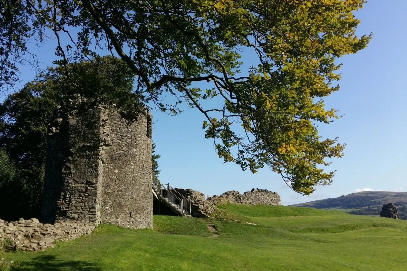 The ruins of Kendal Castle overlooking the town